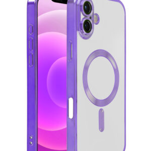Shiny Wireless Charging Clear Case - DARK PURPLE for iPhone 16