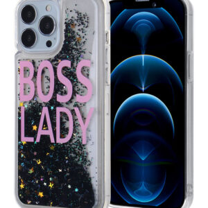 iPhone 15 Pro Liquid Quicksand Glitter Cover Phone Case - BOSS LADY