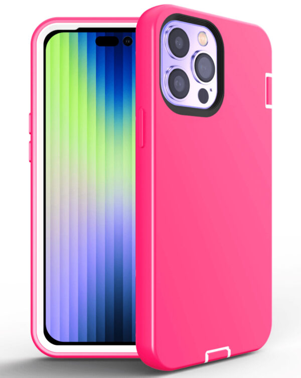 iPhone 15 Pro Silicone Design Heavy Duty Phone Case - PINK