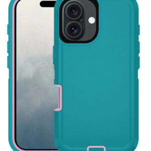 Heavy Duty Case - LIGHT TEAL & LIGHT PINK for iPhone 16