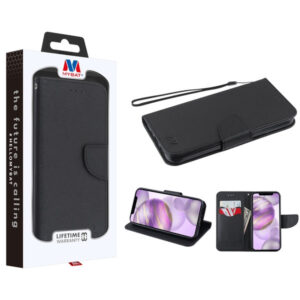 MyBat Liner MyJacket Wallet Crossgrain Series for Apple iPhone 12 Pro Max (6.7) - Black Pattern / Black