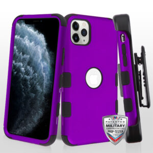 MyBat TUFF Series Case (with BlHorizontal Holster) for Apple iPhone 11 Pro - Rubberized Grape / Black
