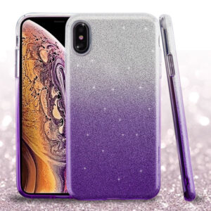 Asmyna Gradient Glitter Hybrid Protector Cover for Apple iPhone XS Max - Purpl