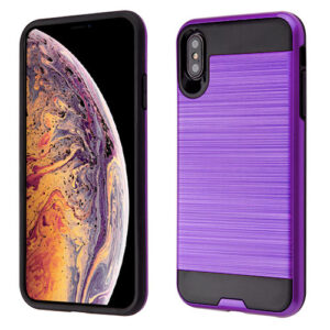 Asmyna Brushed Hybrid Protector Cover for Apple iPhone XS Max - Purple / Black