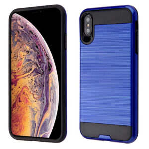 Asmyna Brushed Hybrid Protector Cover for Apple iPhone XS Max - Dark Blue / Black