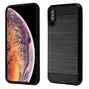 Asmyna Brushed Hybrid Protector Cover for Apple iPhone XS Max - Black / Black