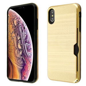 Airium Brushed Hybrid Protector Cover (with Card Wallet) for Apple iPhone XS Max - Gold / Black