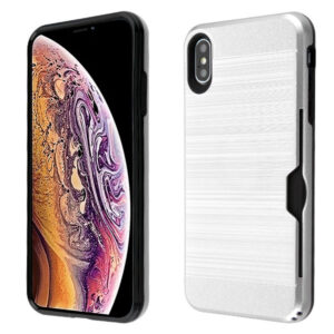 Airium Brushed Hybrid Protector Cover(with Card Wallet) for Apple iPhone XS Max - Silver / Black