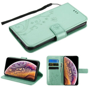 Airium 3D Butterfly Flower MyJacket Wallet for Apple iPhone XS Max - Teal Green