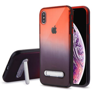 Airium and Black Hybrid Protector Cover (with Magnetic Metal Stand) for Apple iPhone XS Max - Black / Red