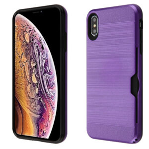 Airium Brushed Hybrid Protector Cover(with Card Wallet) for Apple iPhone XS Max - Dark Purple / Black